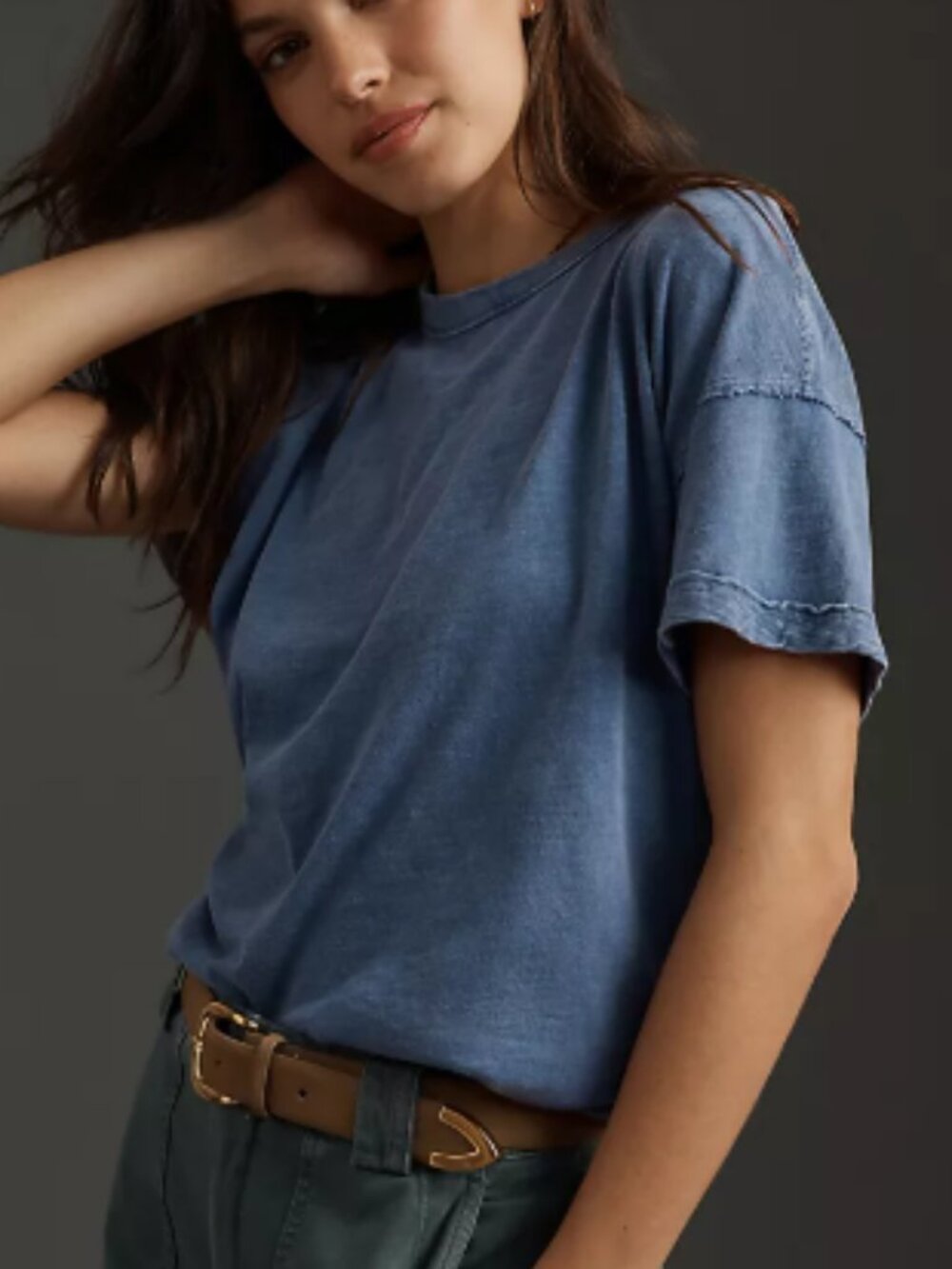 Pilcro XS Oversized Acid Washed Blue Jordyn Short Sleeve Cotton Slub T Shirt tee